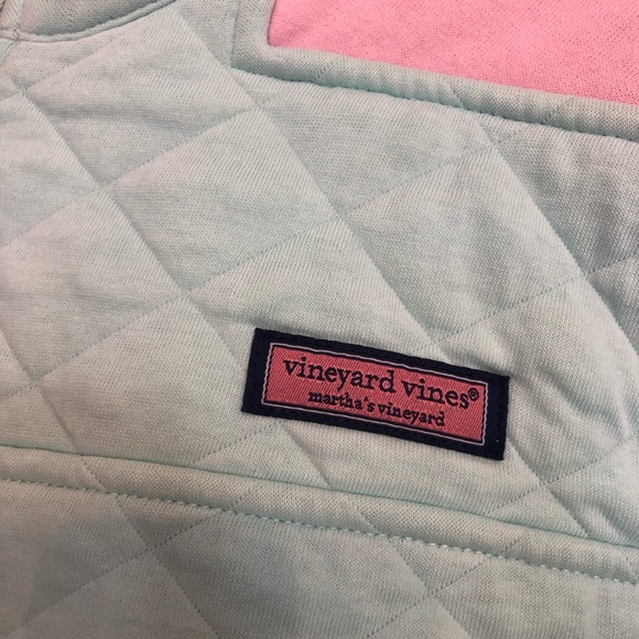 Vineyard Vines shep shirt Womens medium teal pink Martha’s quilted pullover - Picture 3 of 10